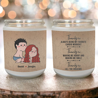 Personalized Gifts For Couple Scented Candle Thanks For Always Being My Favorite Workout - Scented Candle - GoDuckee