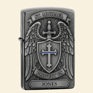 Saint Michael Protect Police Lighter, Personalized Gifts For Police Officer, Captain, Sheriff,... 02qhtn250825