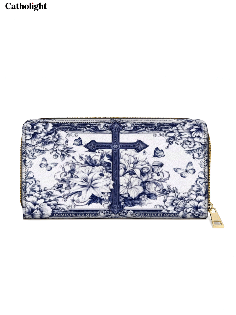 Catholight  The Cross Amidst Blooming Faith - Leather Wallet Purse