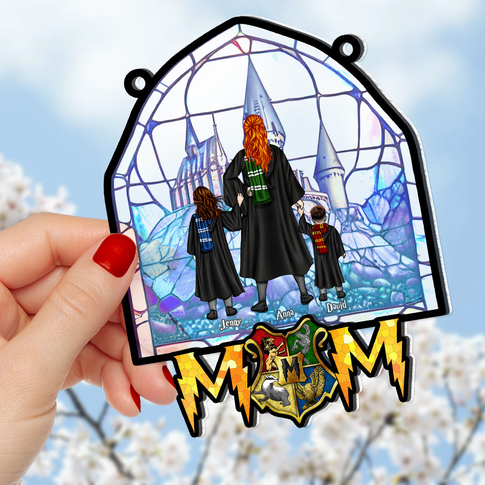 Personalized Gifts For Mom Suncatcher Ornament 01httn240424tm Witch and Kids-Homacus