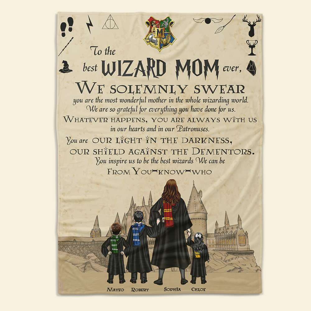 Personalized Gifts For Mom Blanket To The Best Wizard Mom Ever 01HTDT010424TM-Homacus