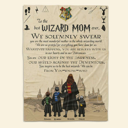 Personalized Gifts For Mom Blanket To The Best Wizard Mom Ever 01HTDT010424TM-Homacus