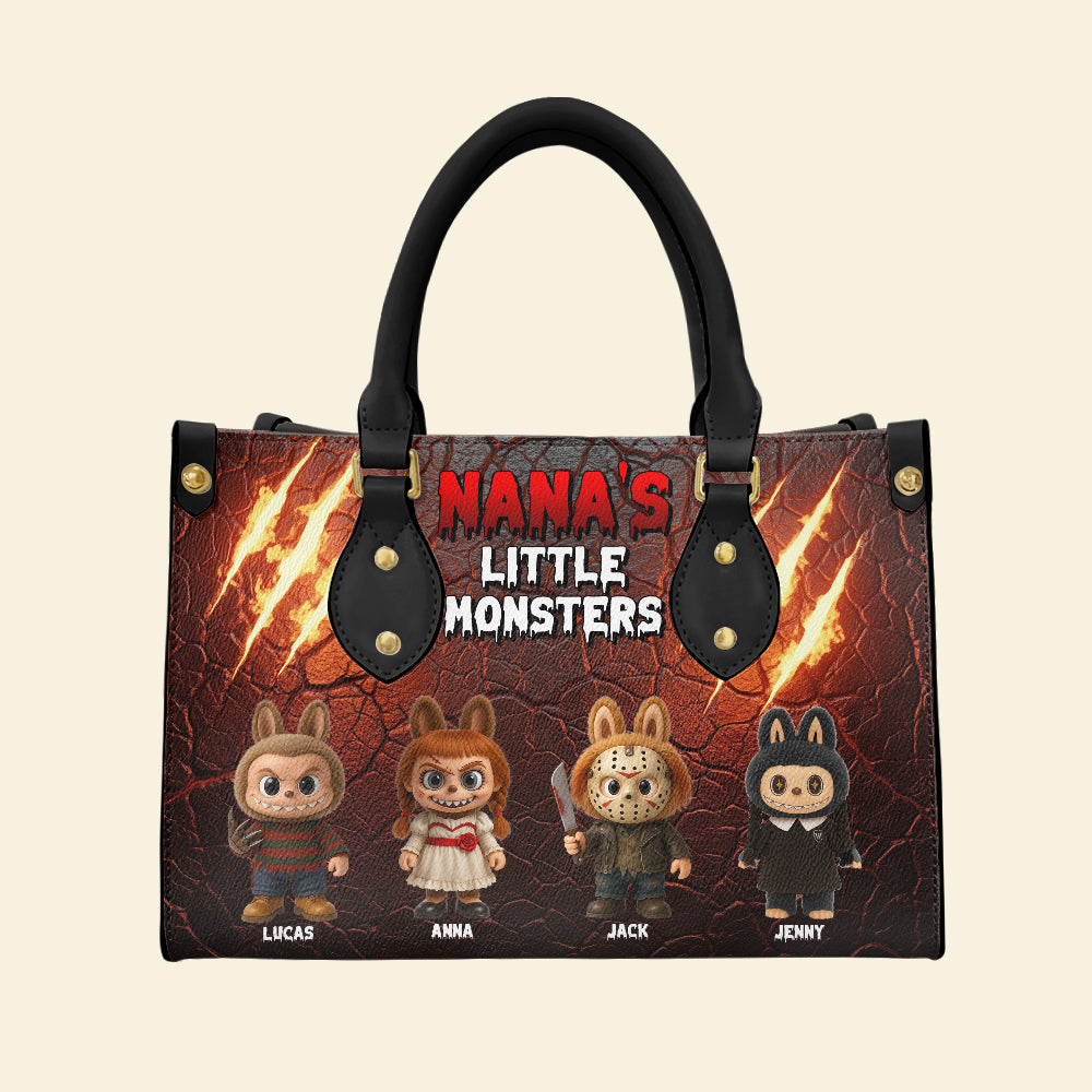 Horror Monsters Personalized Halloween Gifts For Mom/Grandma Leather Bag 04natn180825