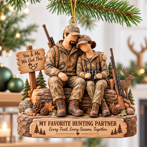 Hunting Partner Wood Effect Ornament - Personalized Gifts For Hunting Couple 02qhqn191026
