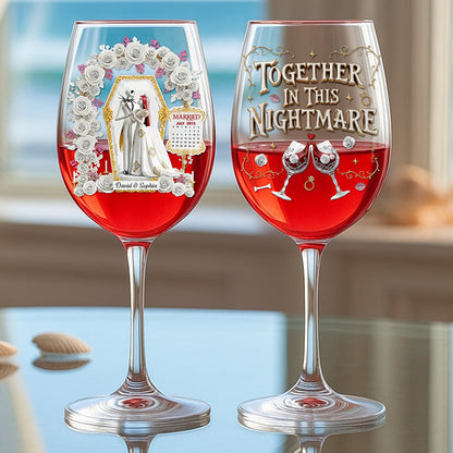 Gothic Wedding Wine Glass - Personalized Gifts For Couple 03ohqn060825