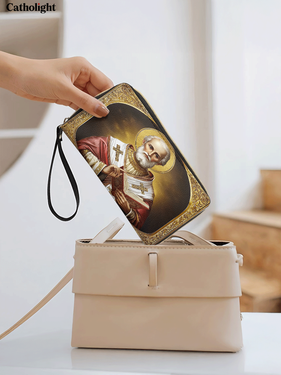 Catholight  Saint Nicholas: The Patron of Generosity - Leather Wallet Purse