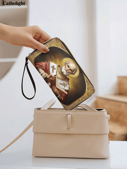 Catholight  Saint Nicholas: The Patron of Generosity - Leather Wallet Purse
