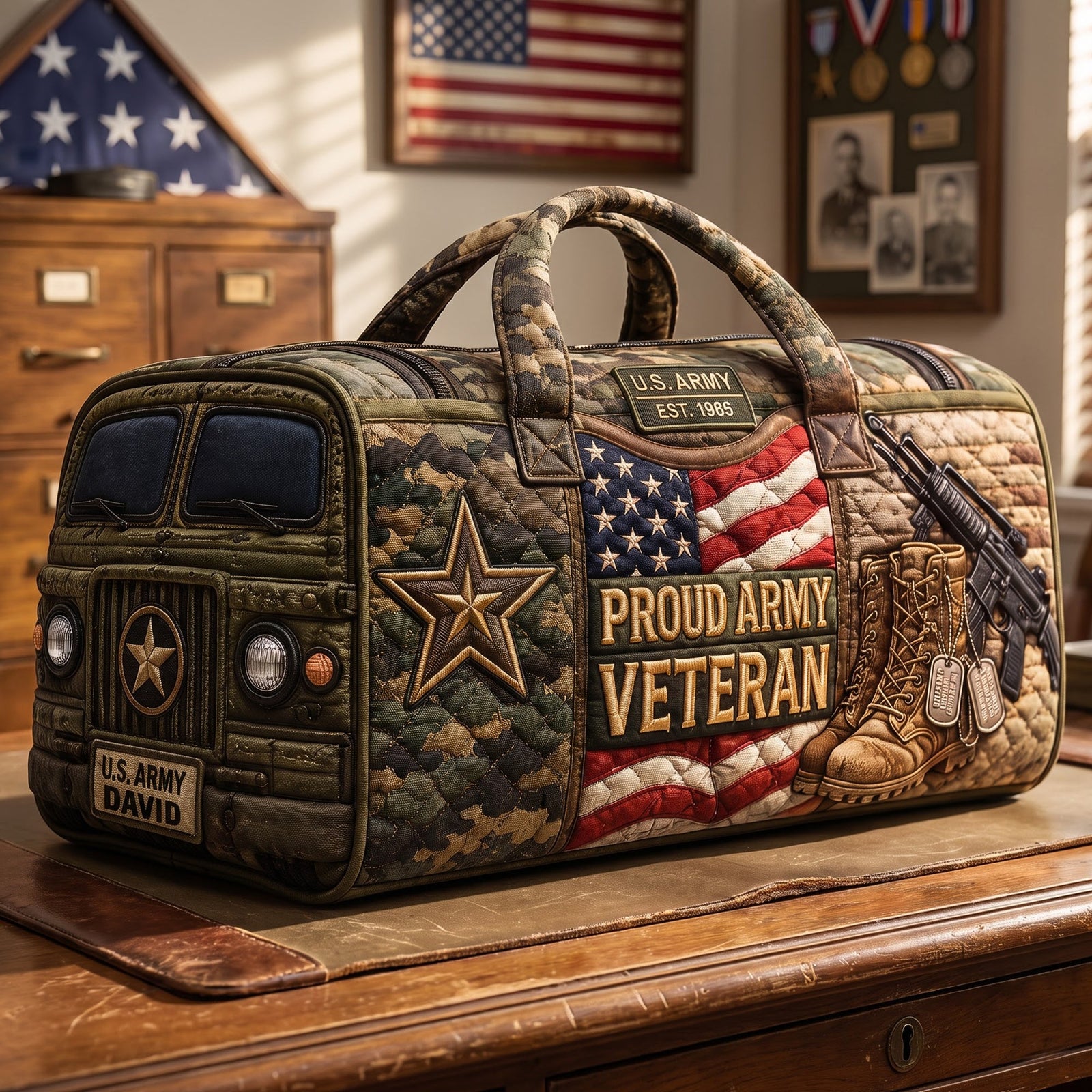 Military Quilted Duffle Bag - Personalized Gift For Veterans 01paqn140826