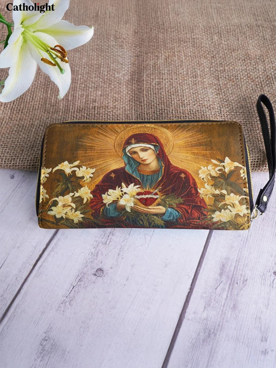 Catholight  The Lily Of Purity Leather Wallet Purse