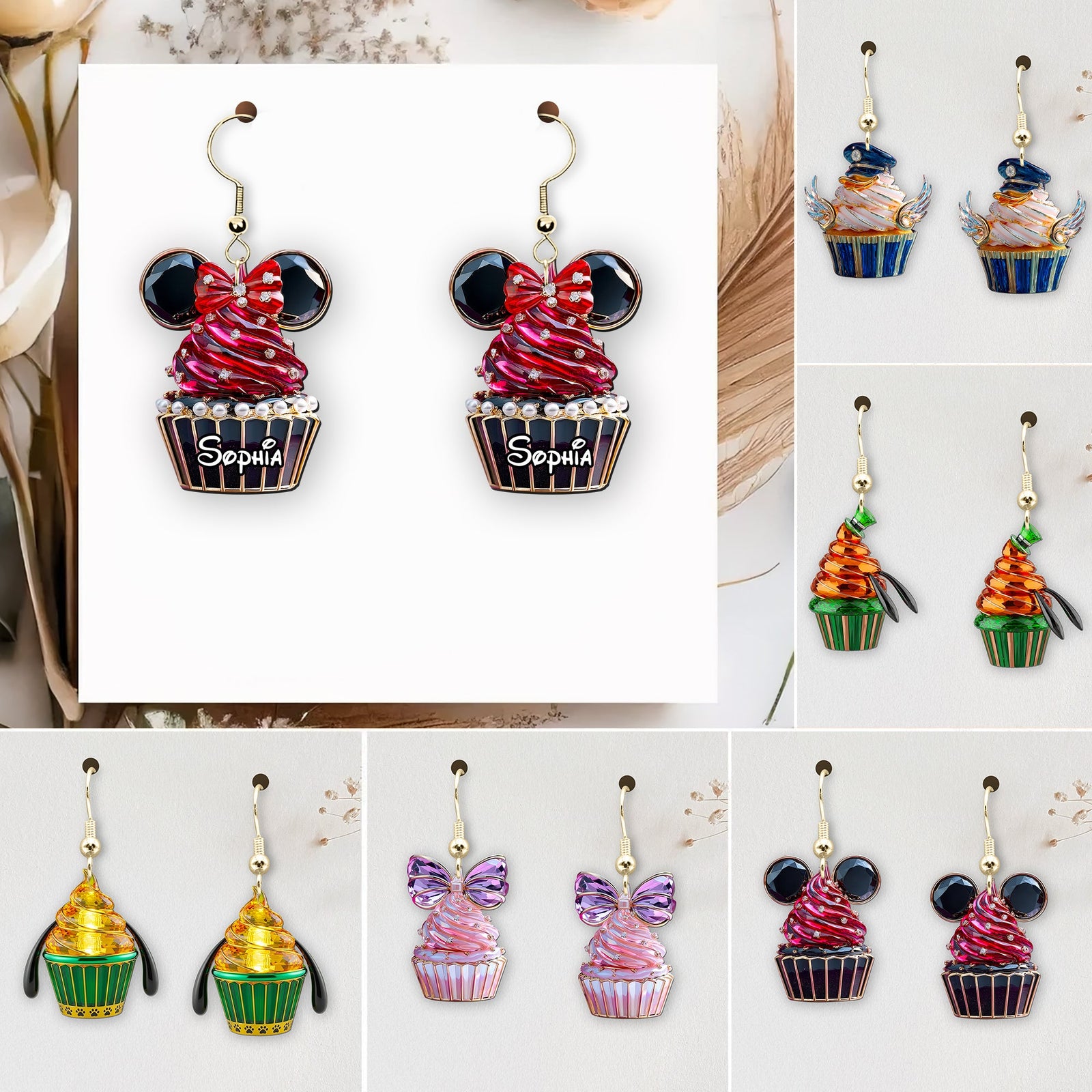 Cute Cupcakes Earrings - Personalized Gifts For Cartoon Lovers 01TGDT080725-Homacus