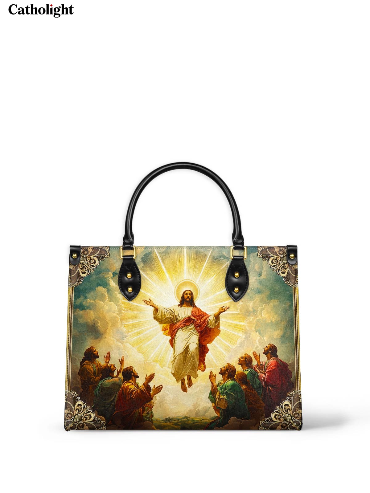 Catholight  Ascension of Christ Leather Handbag - Divine Glory in Art