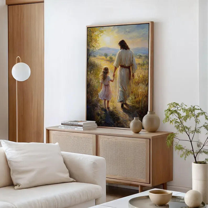 Jesus Walking with a Child Canvas Print 09acxd060525