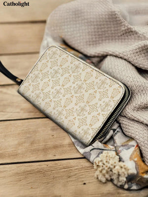 Catholight  The Ave Maria Pattern Leather Wallet Purse