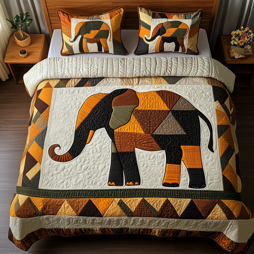 Abstract Safari 3-Piece Quilted Bedding Set NCU0NT3201