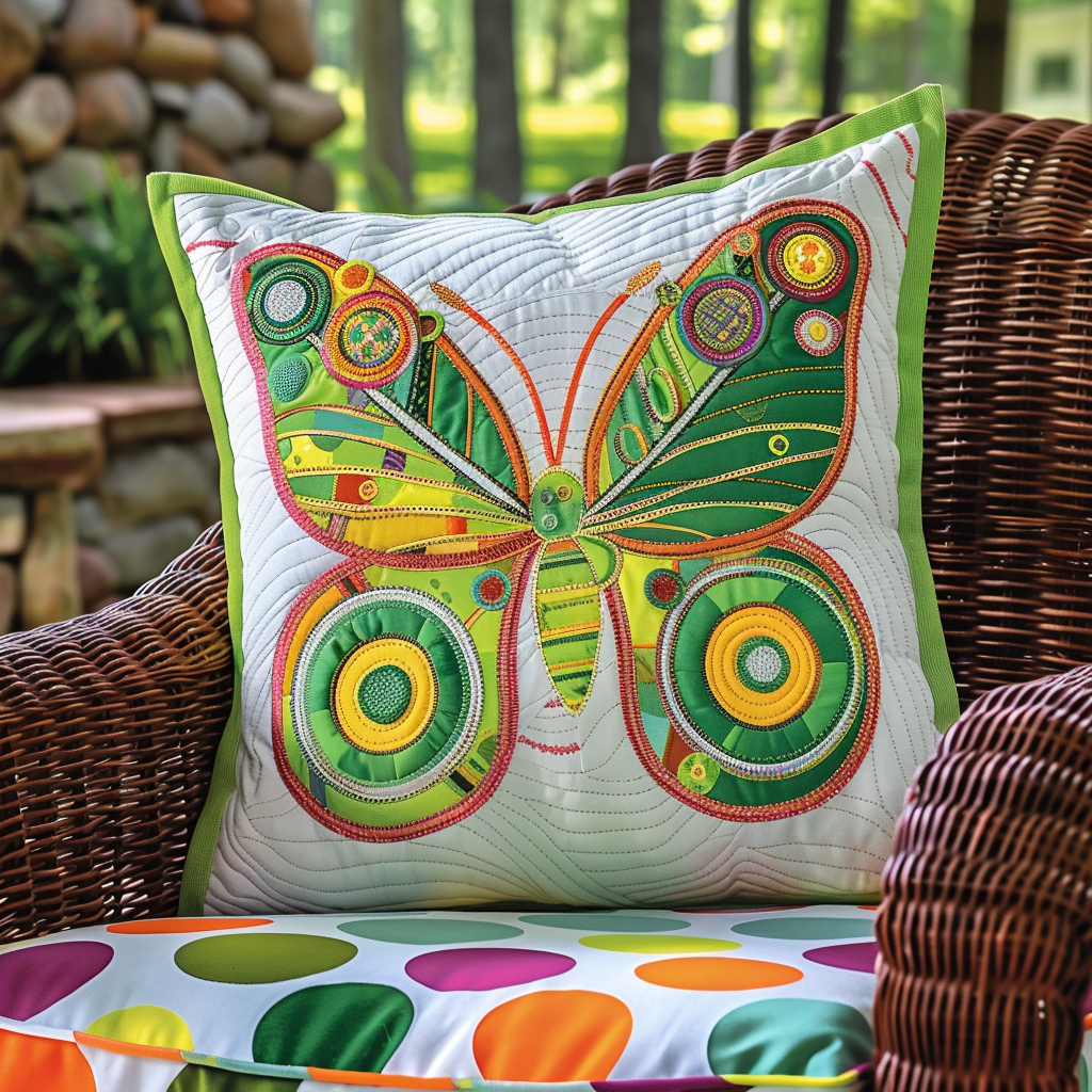 Adorable Butterfly Quilted Pillow Case NCU0VL099