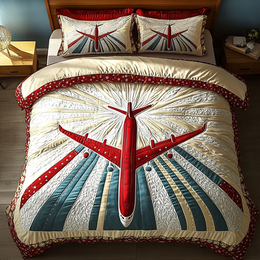 Adventure Airplane 3-Piece Quilted Bedding Set NCU0DK4189