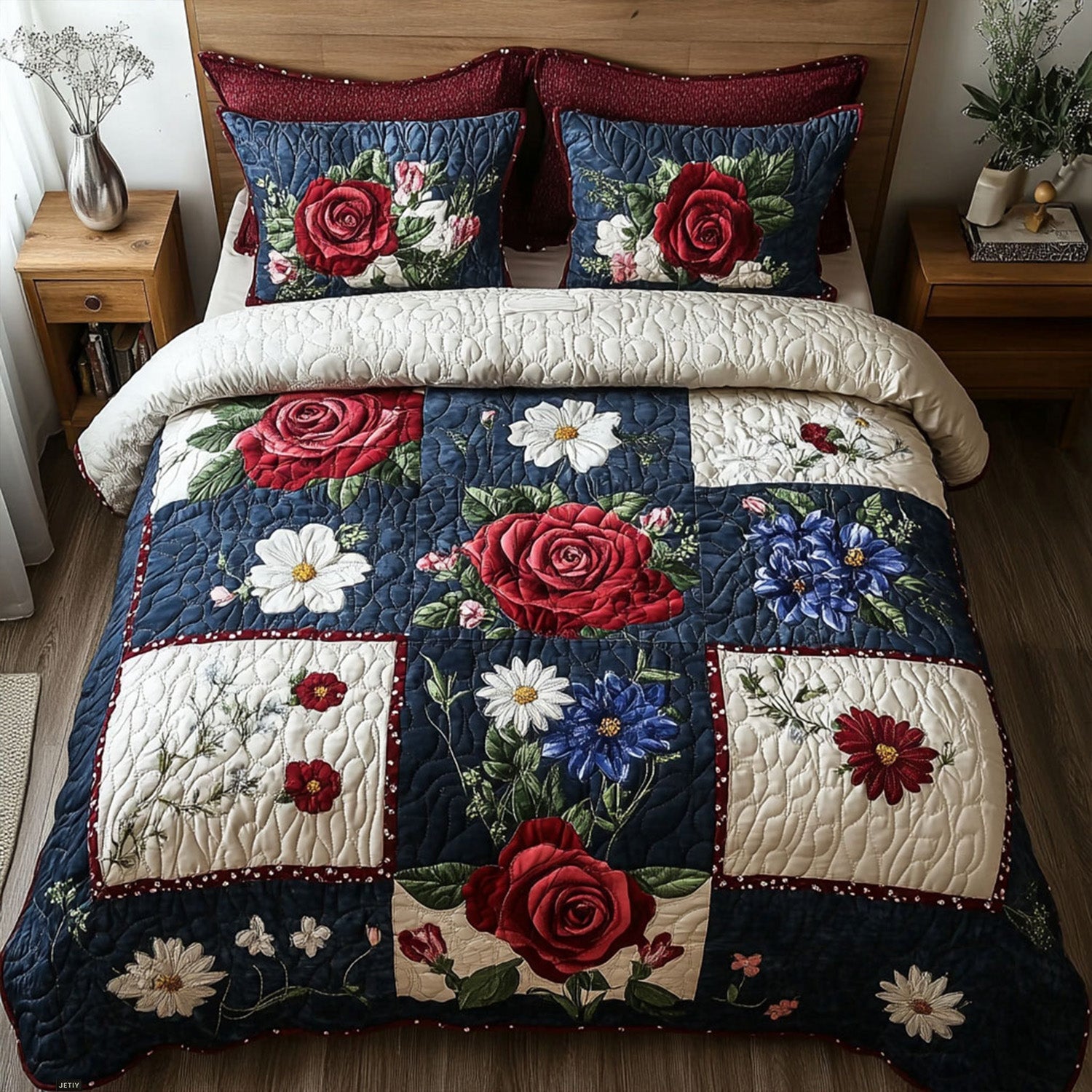 Americana Garden 3-Piece Quilted Bedding Set NCU0PT4774