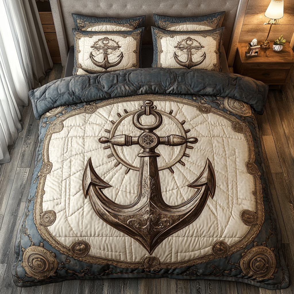Anchor Bliss 3-Piece Quilted Bedding Set NCU0DK3983