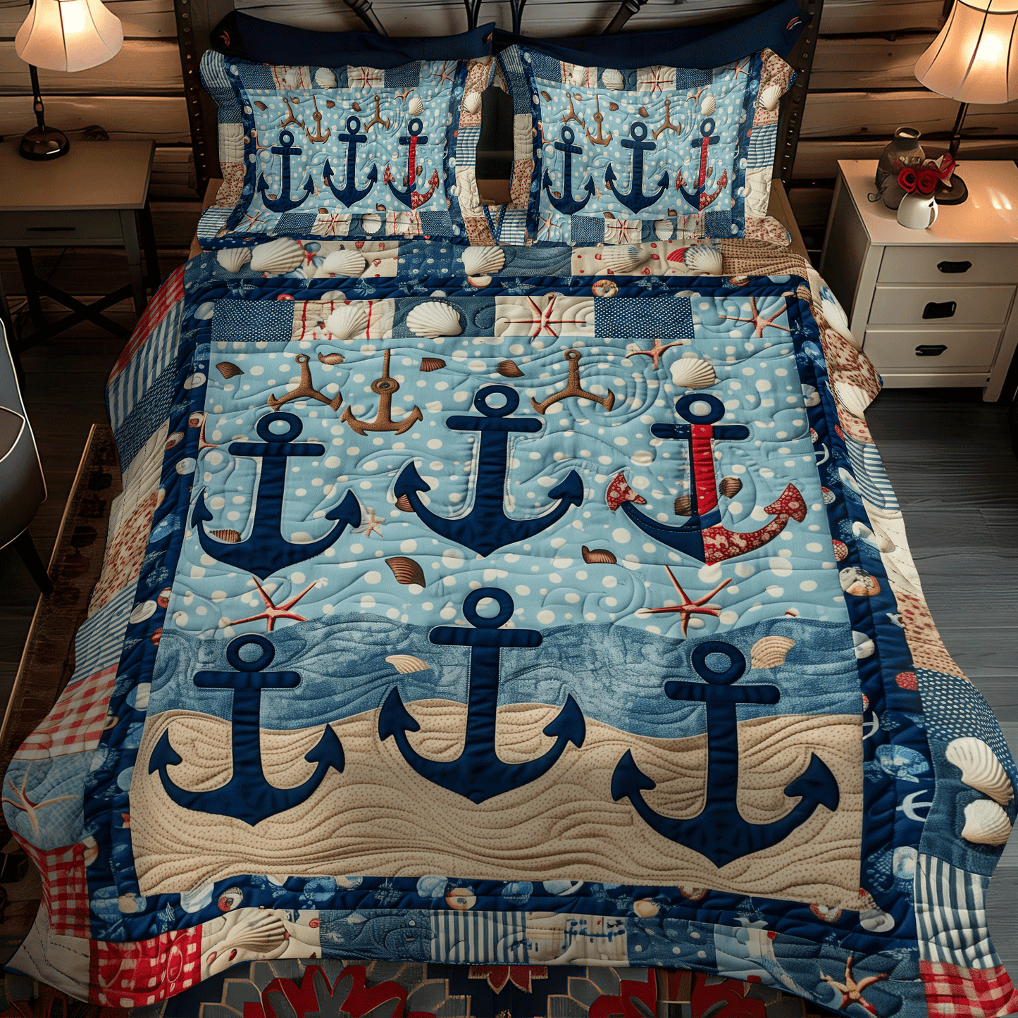 Anchored Serenity 3-Piece Quilted Bedding Set NCU0TH1224