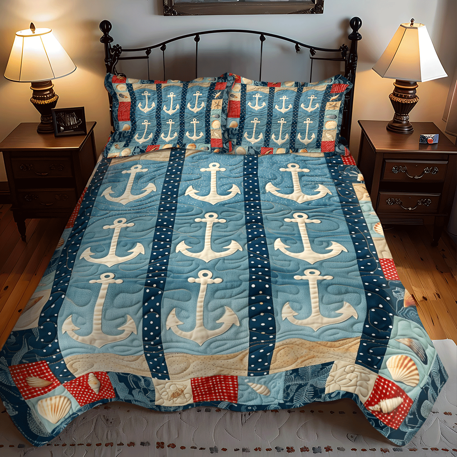Anchors At Rest 3-Piece Quilted Bedding Set NCU0TH1225