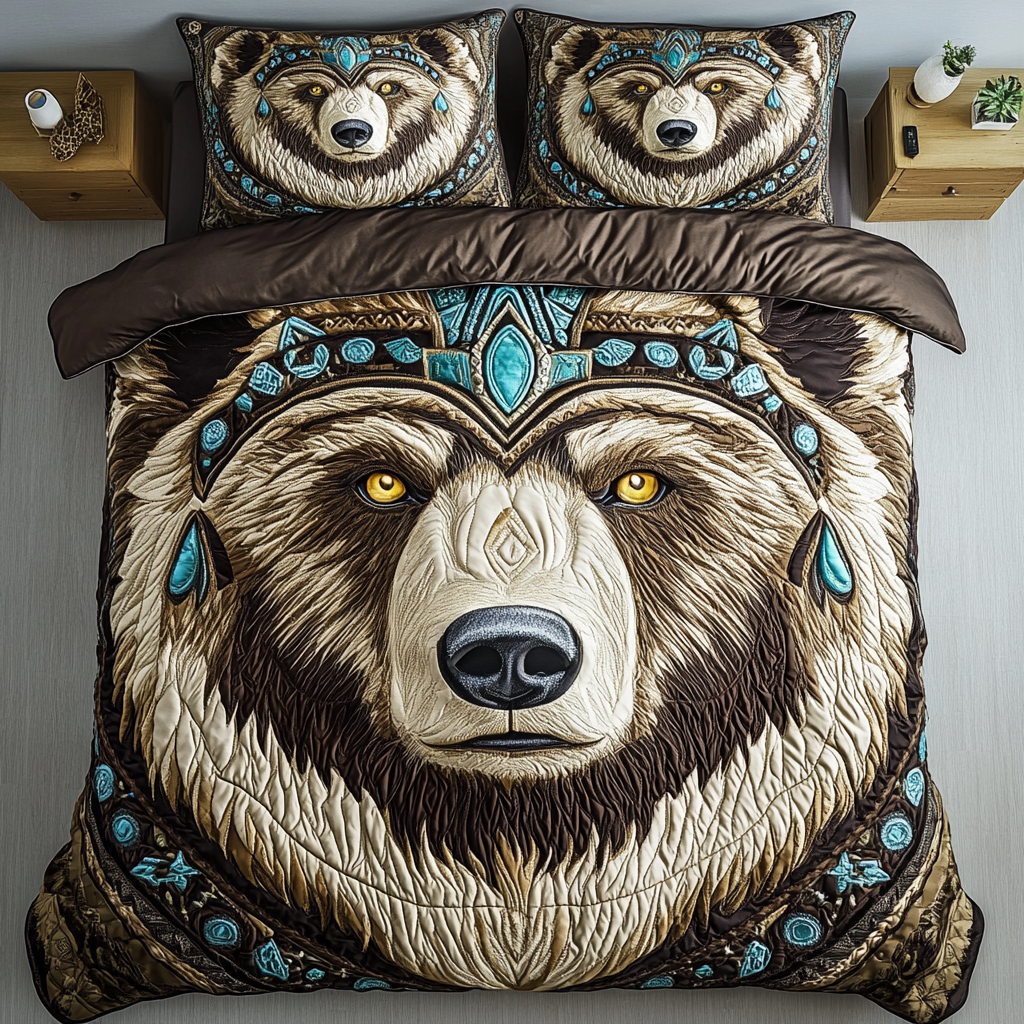 Ancient Paw Trails 3-Piece Quilted Bedding Set NCU0DK3478