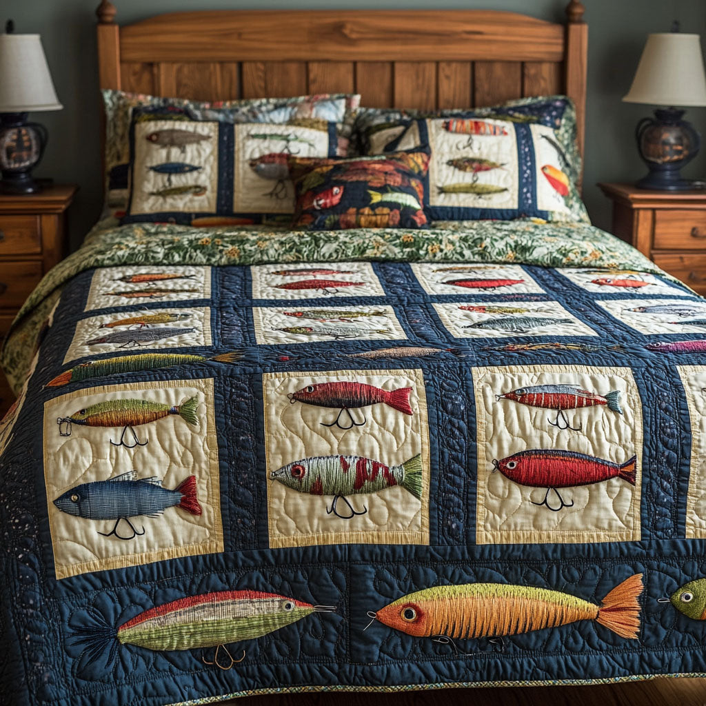 Angling Adventure 3-Piece Quilted Bedding Set NCU0PT5292