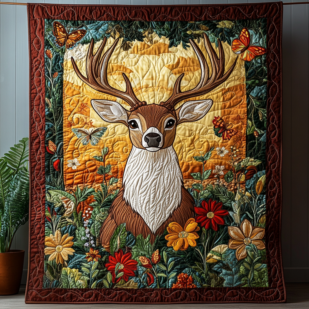 Antler Charm Quilted Blanket NCU0DV3163