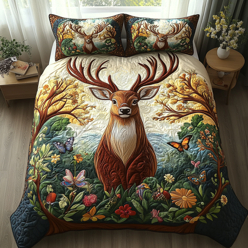 Antler Elegance Quilted Bedding Set NCU0DV3152