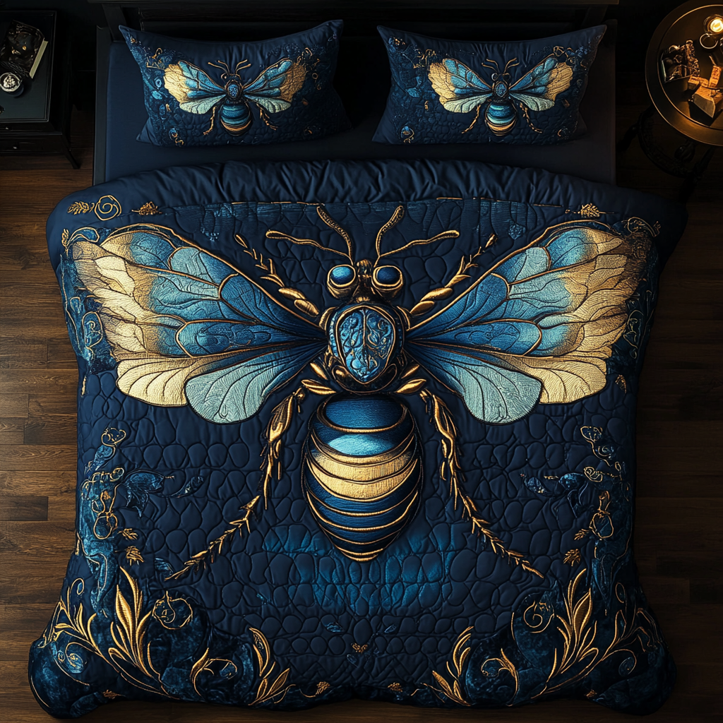 Apiary Art 3-Piece Quilted Bedding Set NCU0VH1743