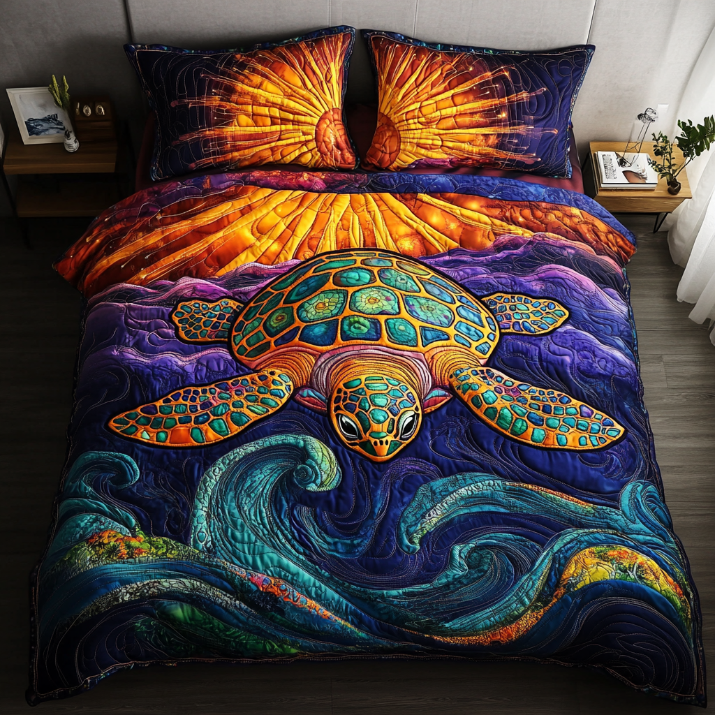 Aquatic Harmony 3-Piece Quilted Bedding Set NCU0VH2239