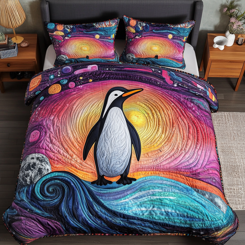 Arctic Waddle 3-Piece Quilted Bedding Set NCU0DK4517