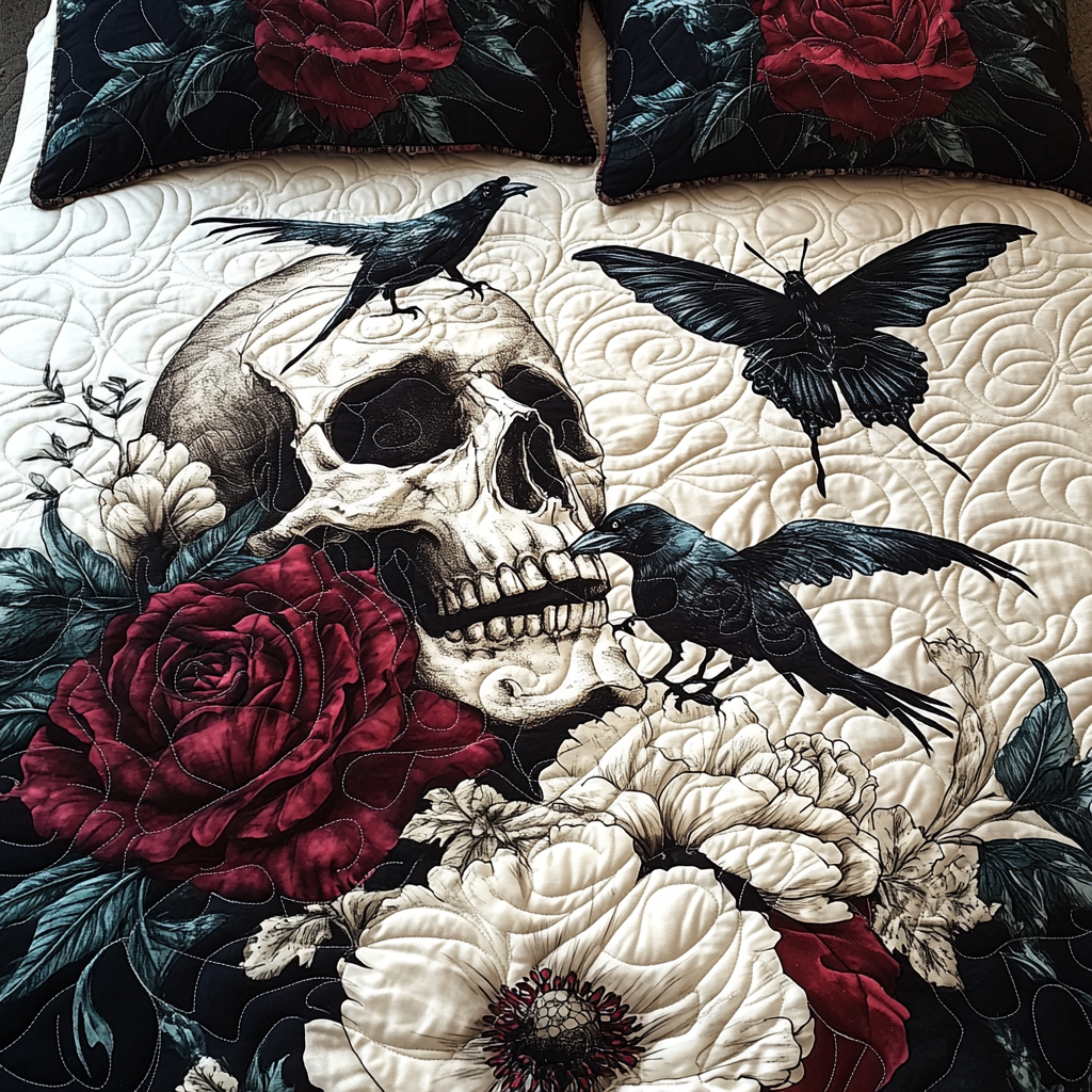 Artistic Skull 3-Piece Quilted Bedding Set NCU0TL2048