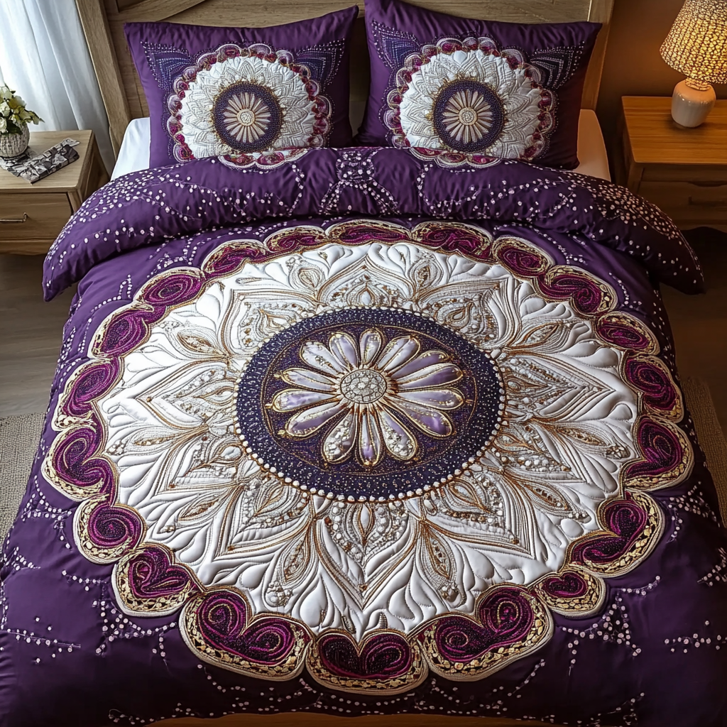Aurora Mandala 3-Piece Quilted Bedding Set NCU0VL860