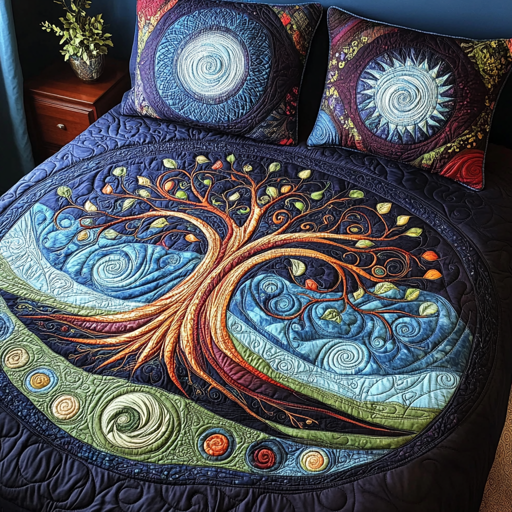 Aurora Roots 3-Piece Quilted Bedding Set NCU0VL910