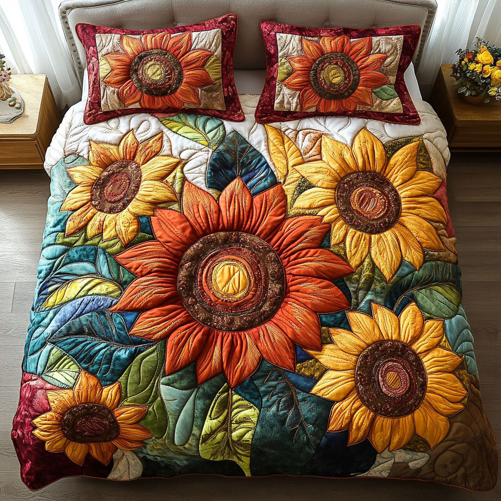 Autumn Blaze 3-Piece Quilted Bedding Set NCU0NT3717