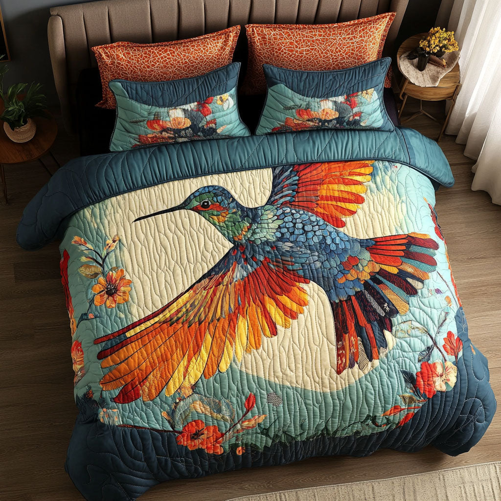 Autumn Hummingbird  Breeze 3-Piece Quilted Bedding Set 08acxa100425