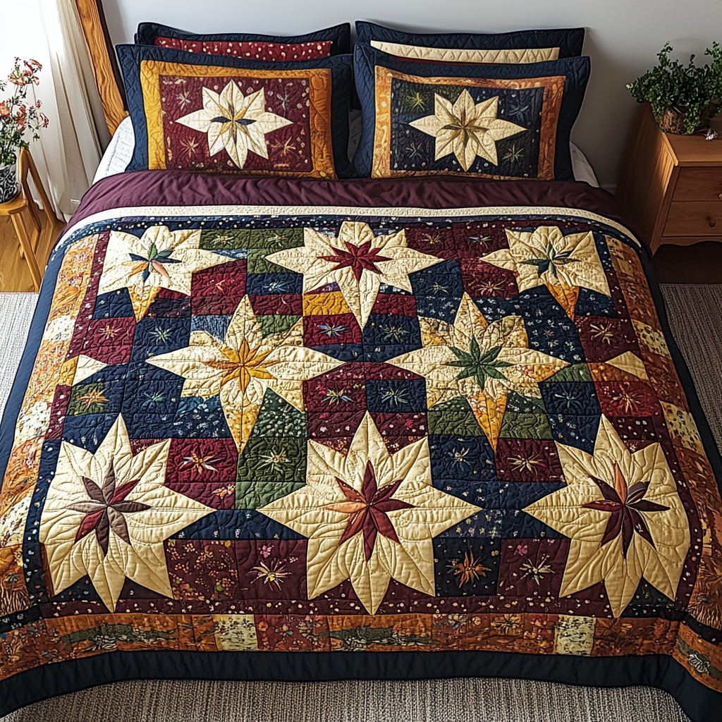 Autumn Burst 3-Piece Quilted Bedding Set NCU0VH2890