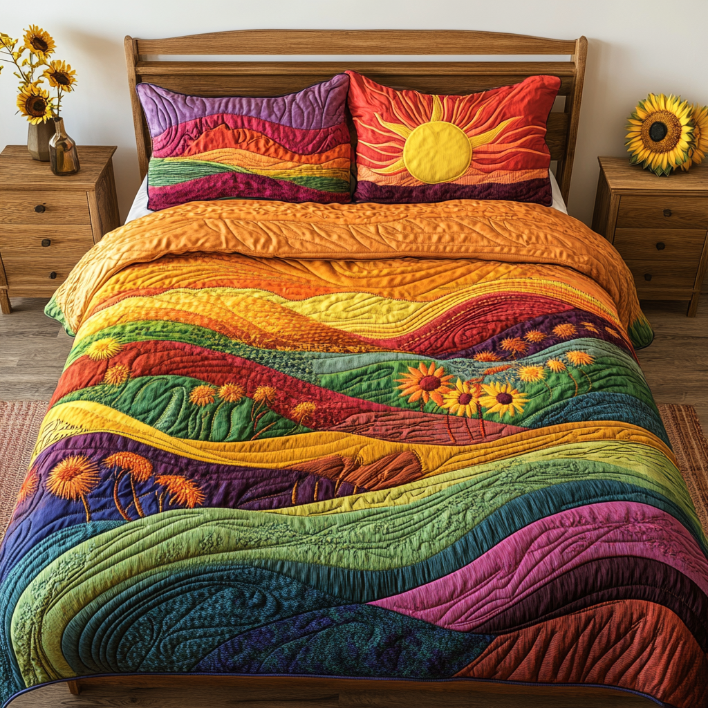 Autumn Escape 3-Piece Quilted Bedding Set NCU0VL1546