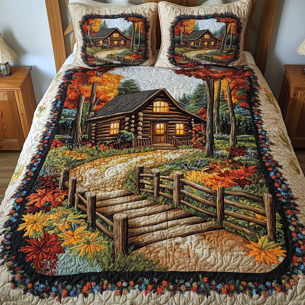 Autumn Pathway 3-Piece Quilted Bedding Set NCU0NT3654