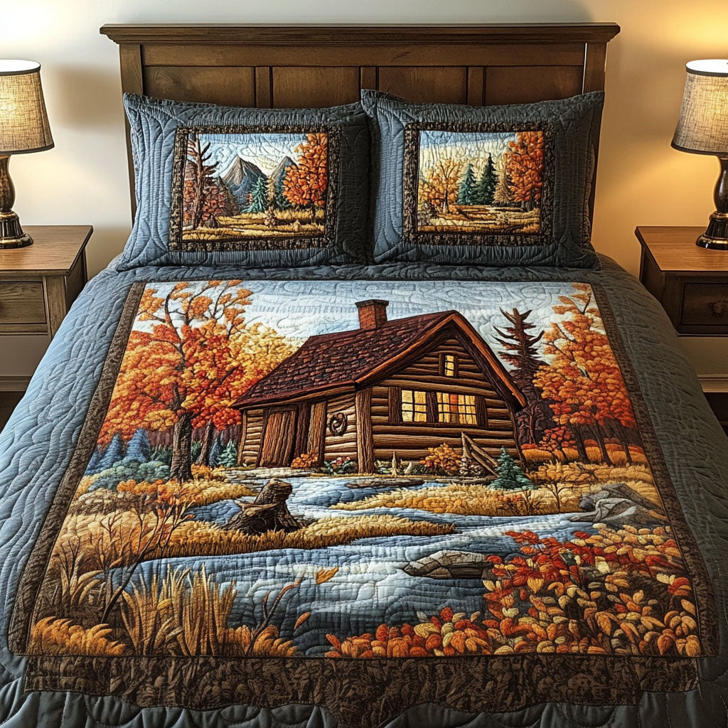 Autumn Retreat 3-Piece Quilted Bedding Set NCU0NT3091
