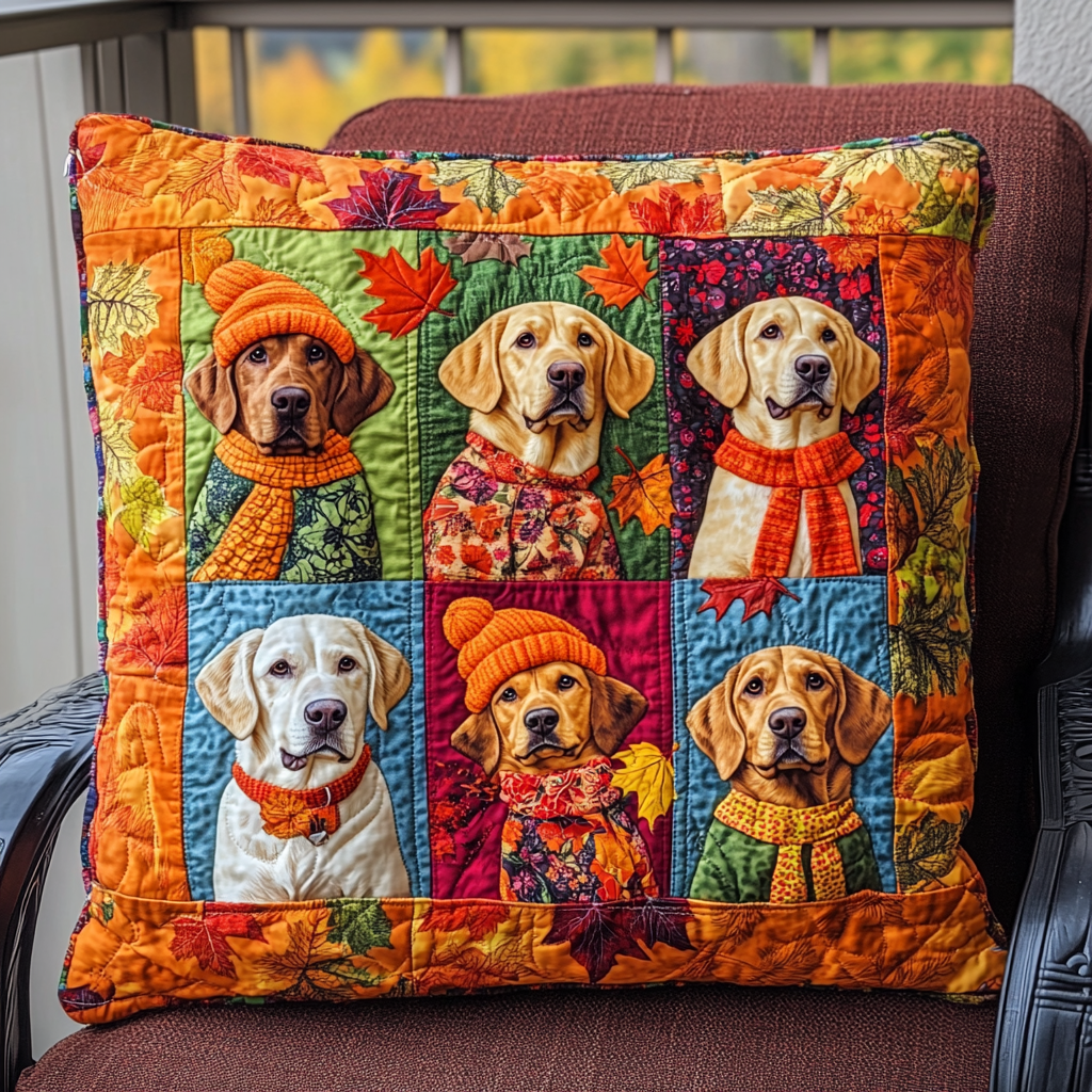 Autumn Themed Labrador Quilted Pillow Case NCU0PD720