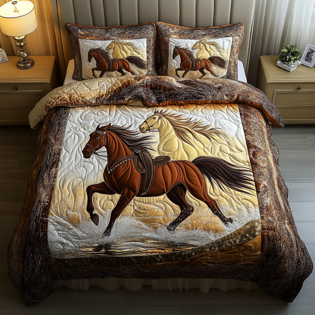 Autumn Trot 3-Piece Quilted Bedding Set NCU0VH1446