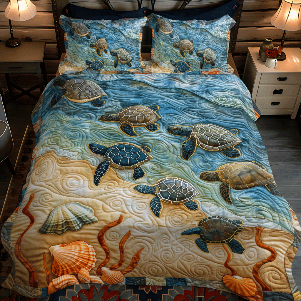Baby Turtle Voyage 3-Piece Quilted Bedding Set NCU0TH1329