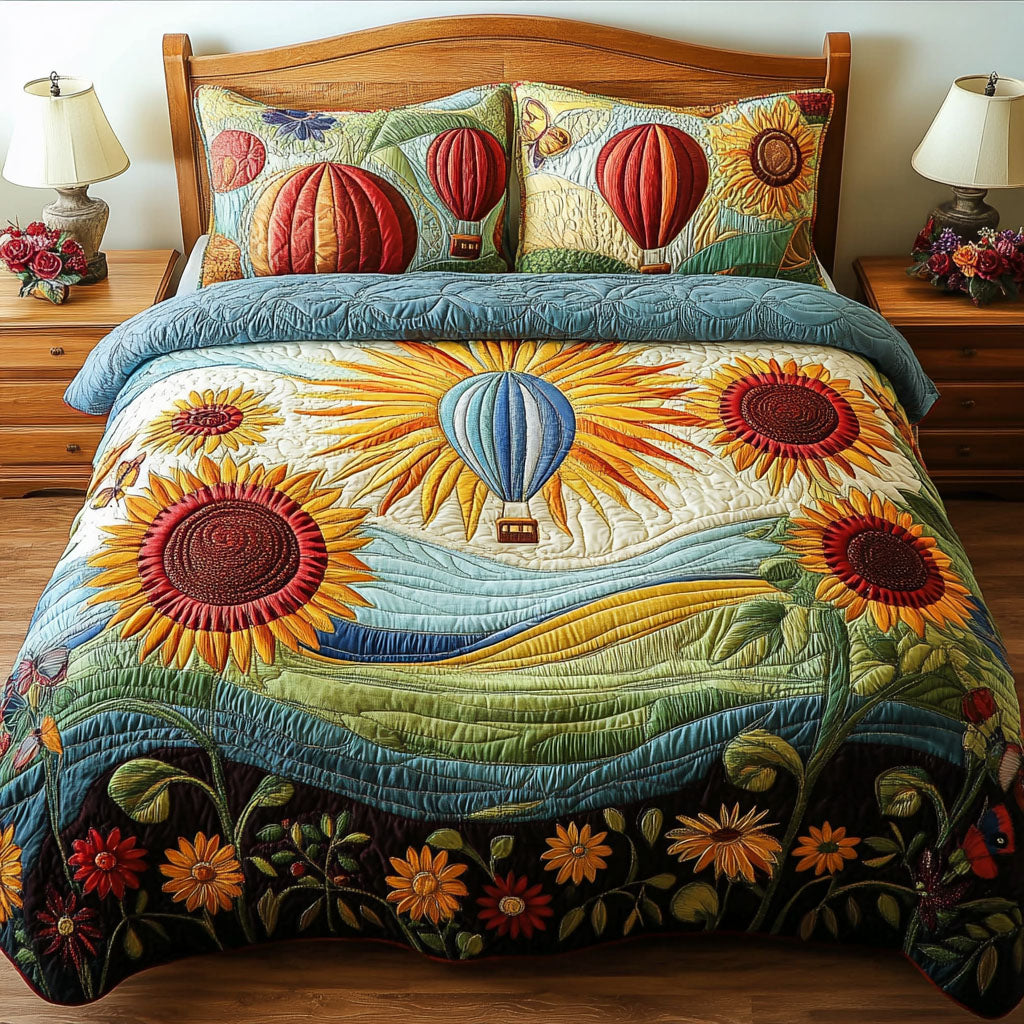 Balloon Bloom Bliss 3-Piece Quilted Bedding Set NCU0PT5173