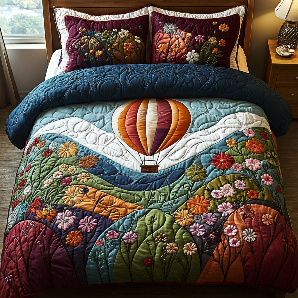 Balloon Odyssey Quilted Bedding Set NCU0DV3382