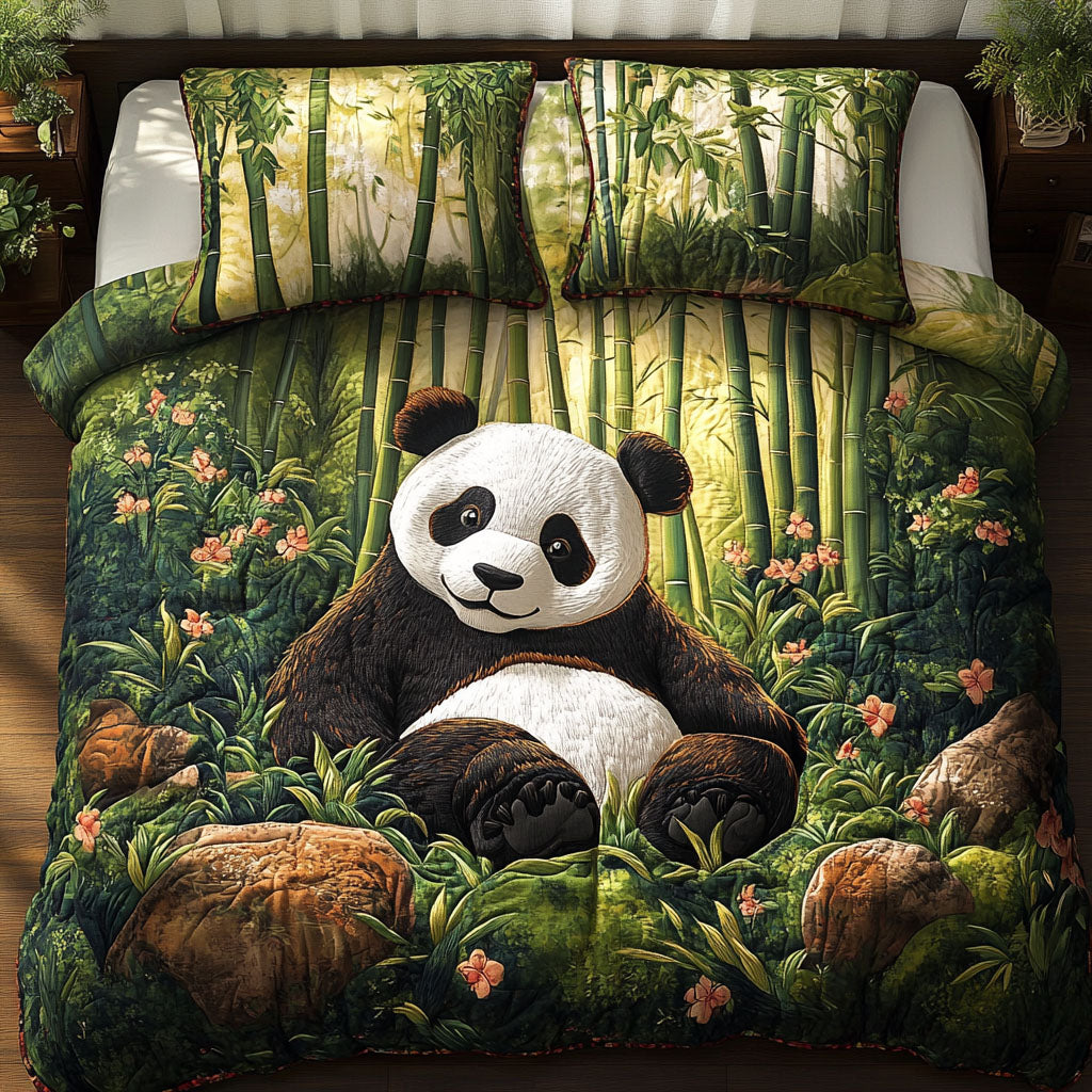 Bamboo Panda Rest 3-Piece Quilted Bedding Set NCU0NT3052
