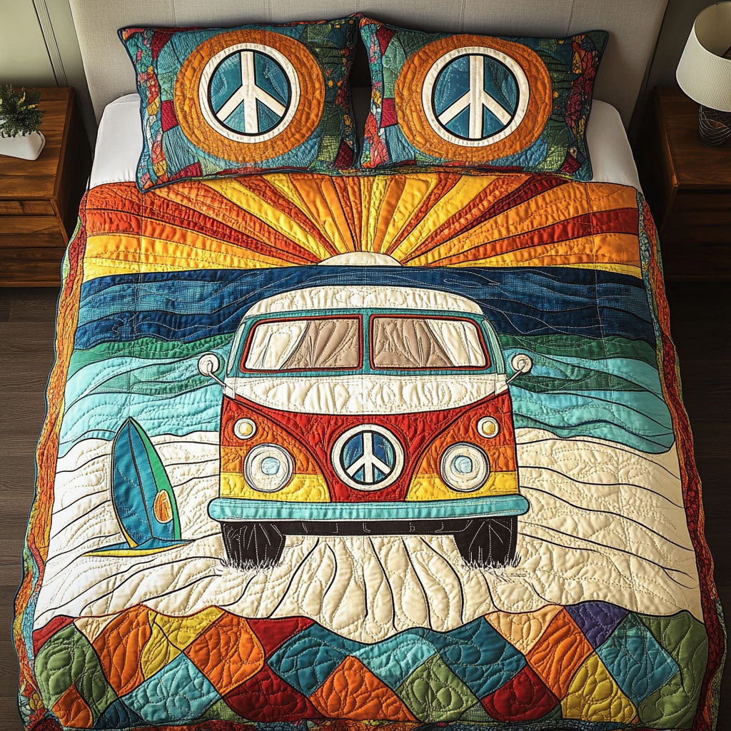 Beach Vibes 3-Piece Quilted Bedding Set NCU0NT3895