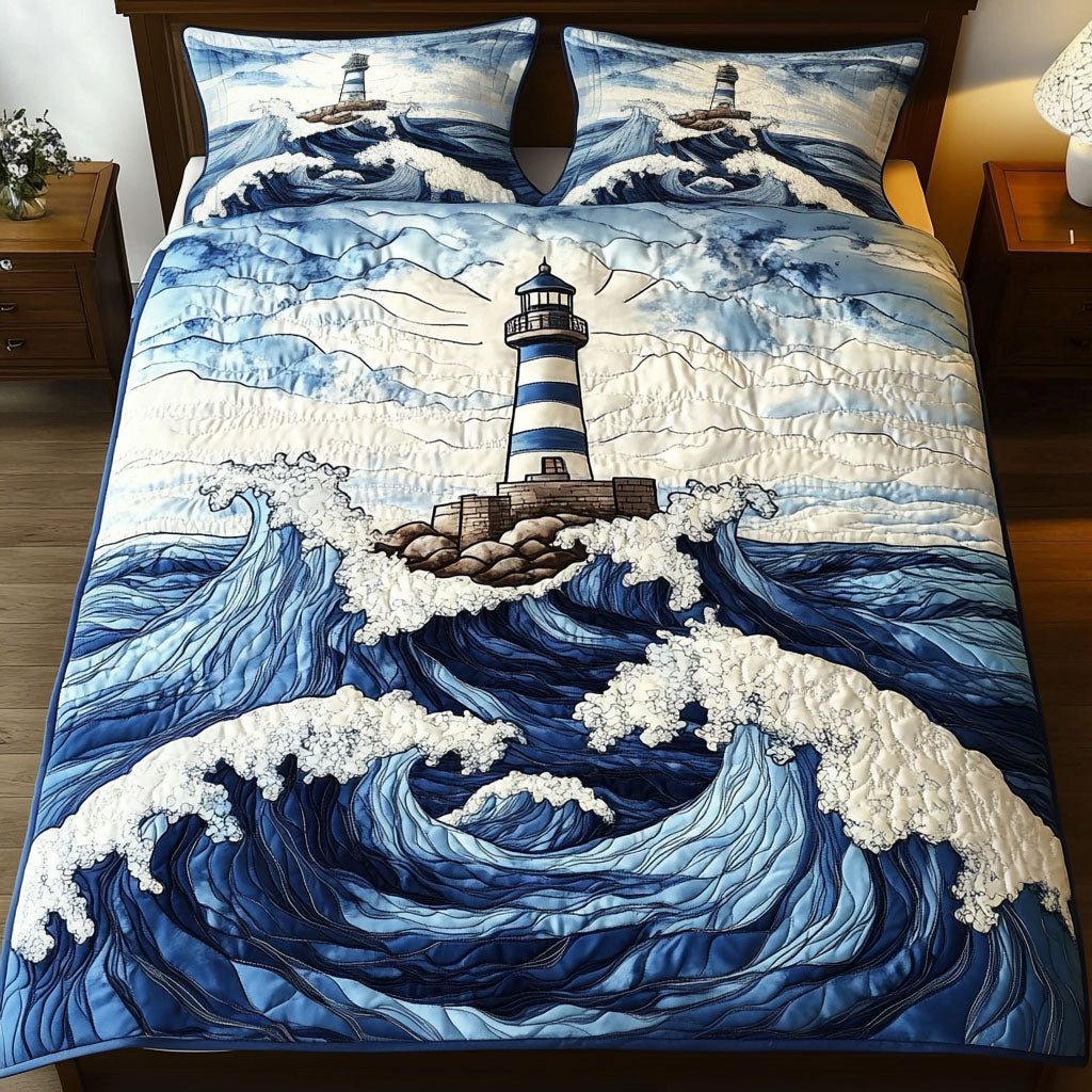 Beacon Waves 3-Piece Quilted Bedding Set NCU0NT3538