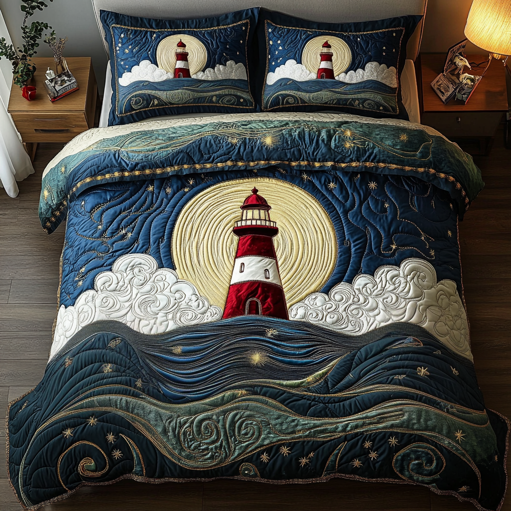 Beacon Waves 3-Piece Quilted Bedding Set NCU0VH2608