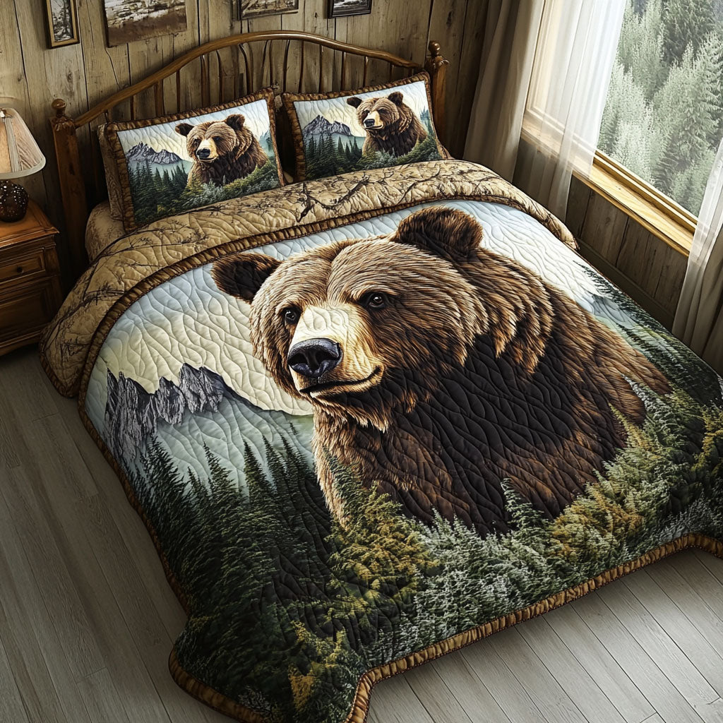 Bear Den Bliss 3-Piece Quilted Bedding Set NCU0PT3444